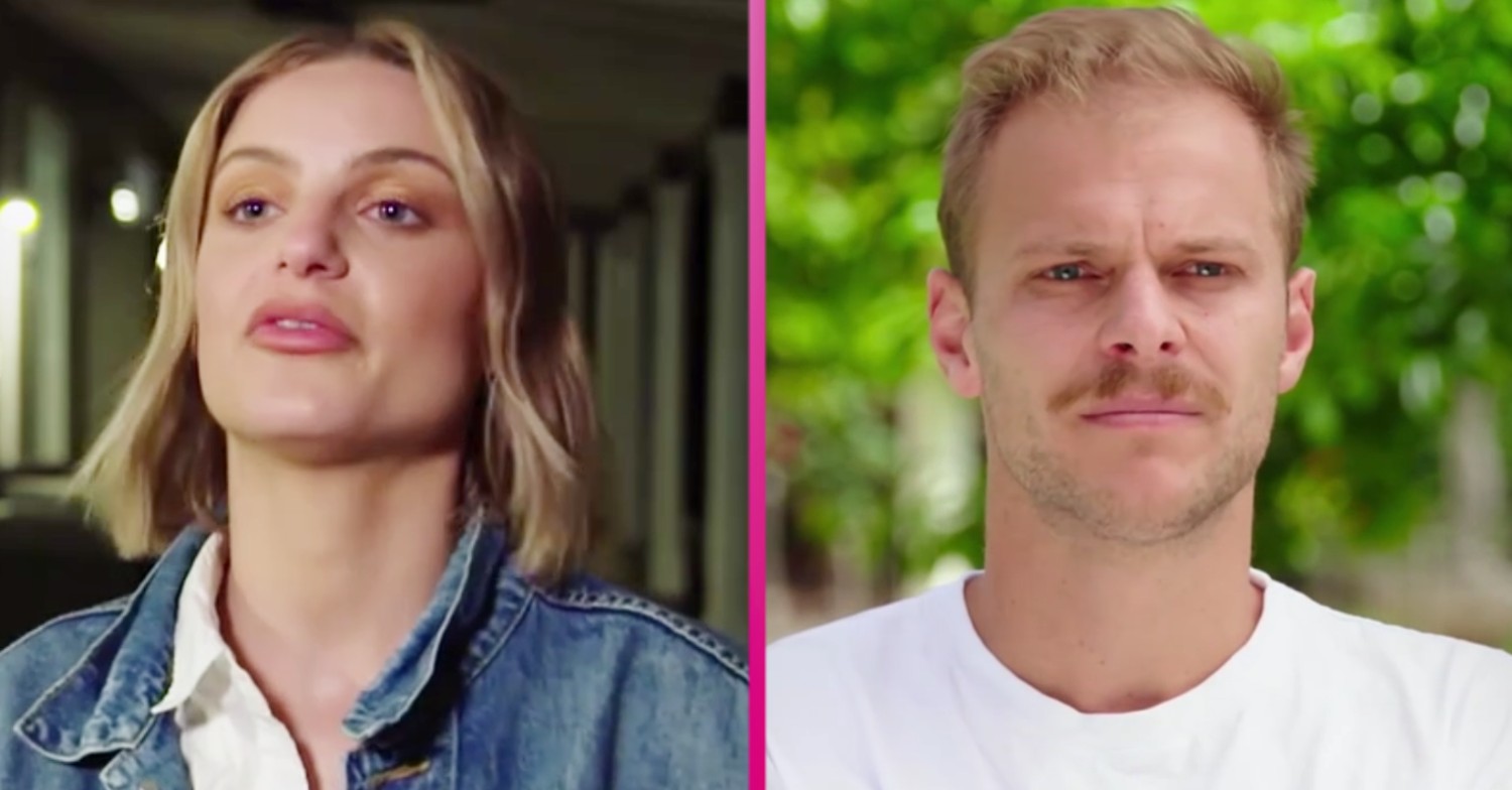 Married At First Sight Australia couple Domenica and Jack being interviewed on the show