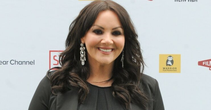Martine McCutcheon smiles in black outfit at The Bromley Boys Premiere