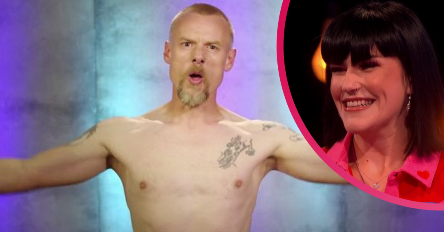 Naked Attraction contestants with their top off and smiling