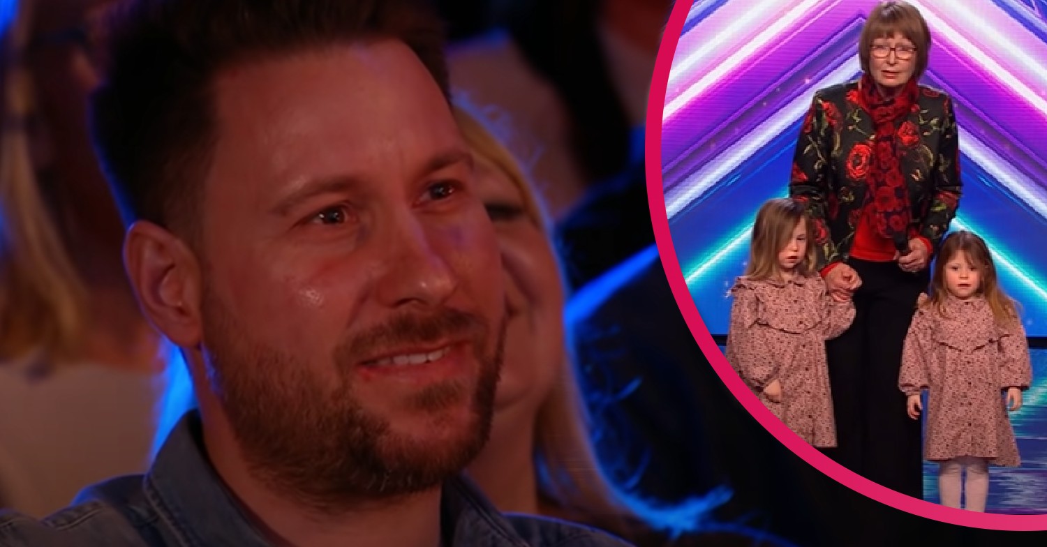 Nick Edwards smiling on BGT alongside his daughters