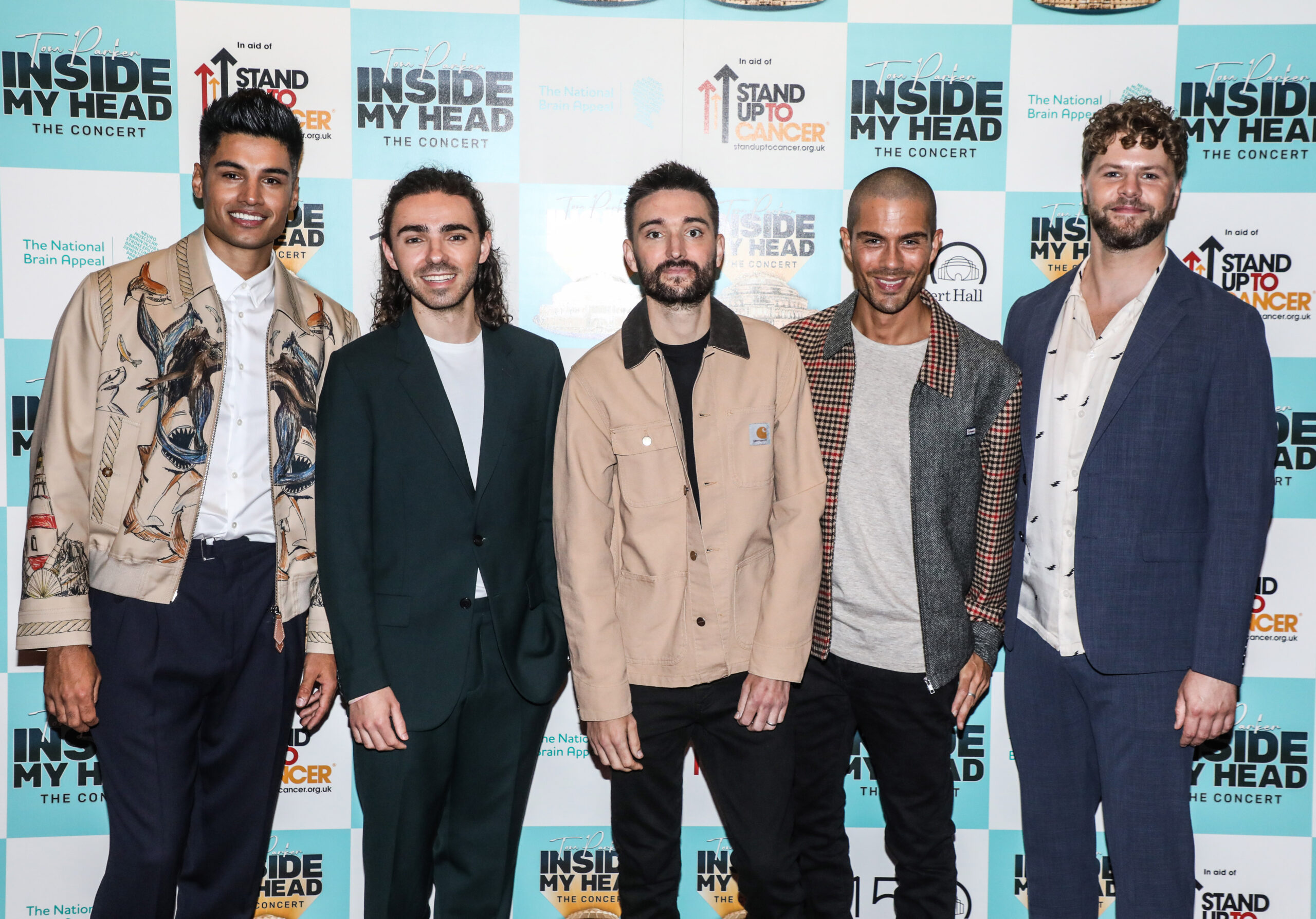 The Wanted with Tom Parker posing on the red carpet