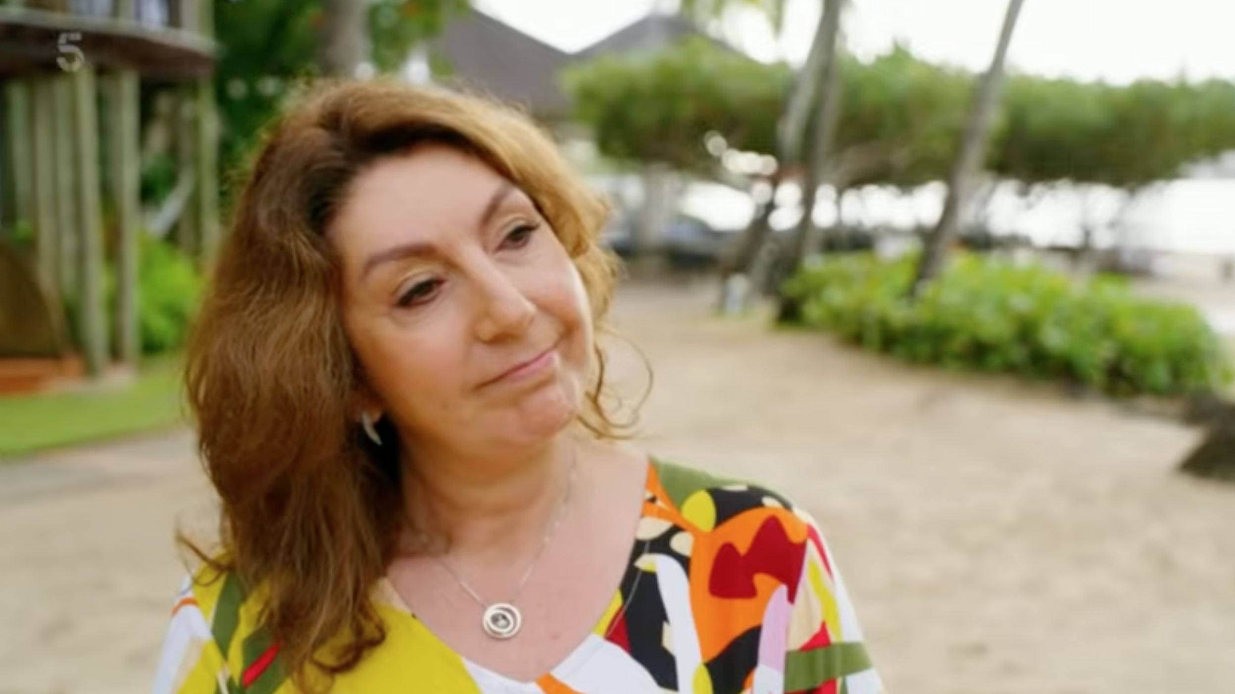 Jane McDonald looking sad in St Lucia