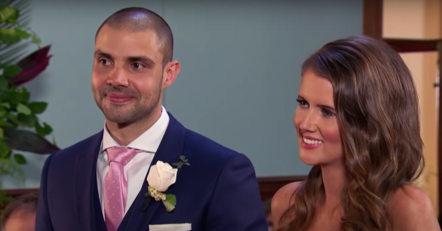 Erin and Bryce smiling on Married At First Sight Australia