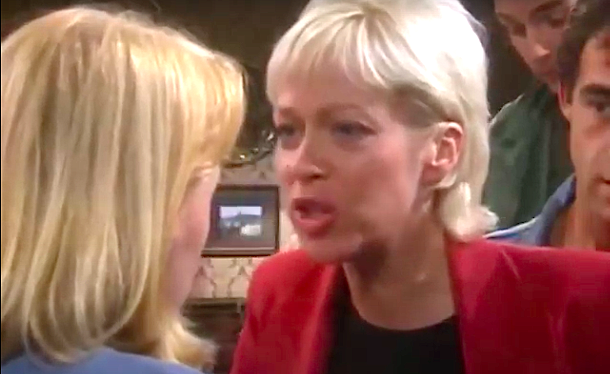 Natalie Barnes shouts at and Sally Webster