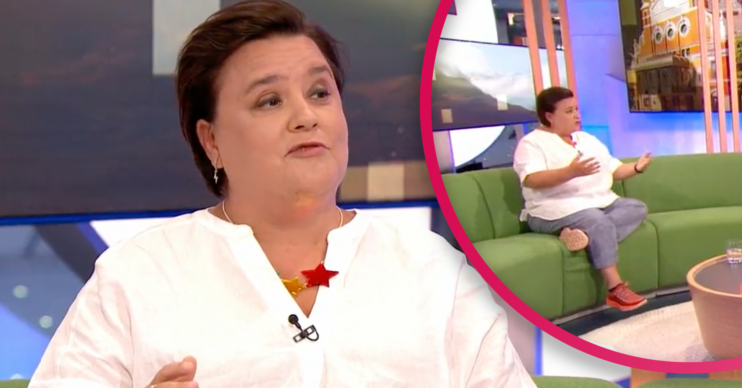 Susan Calman in a white top on The One Show