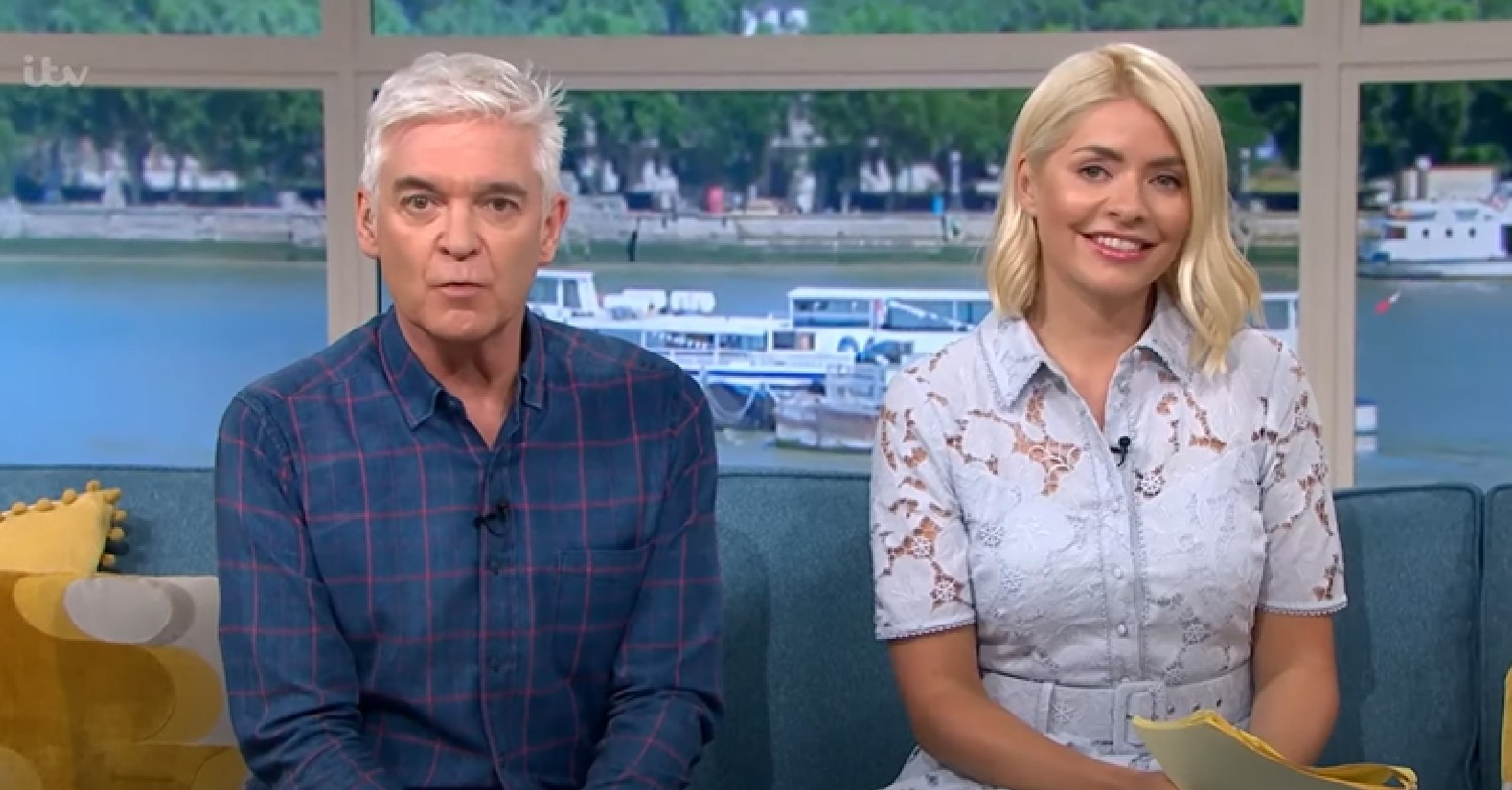 Phillip Schofield with Holly Willoughby in blue dress on This Morning today April 19, 2022