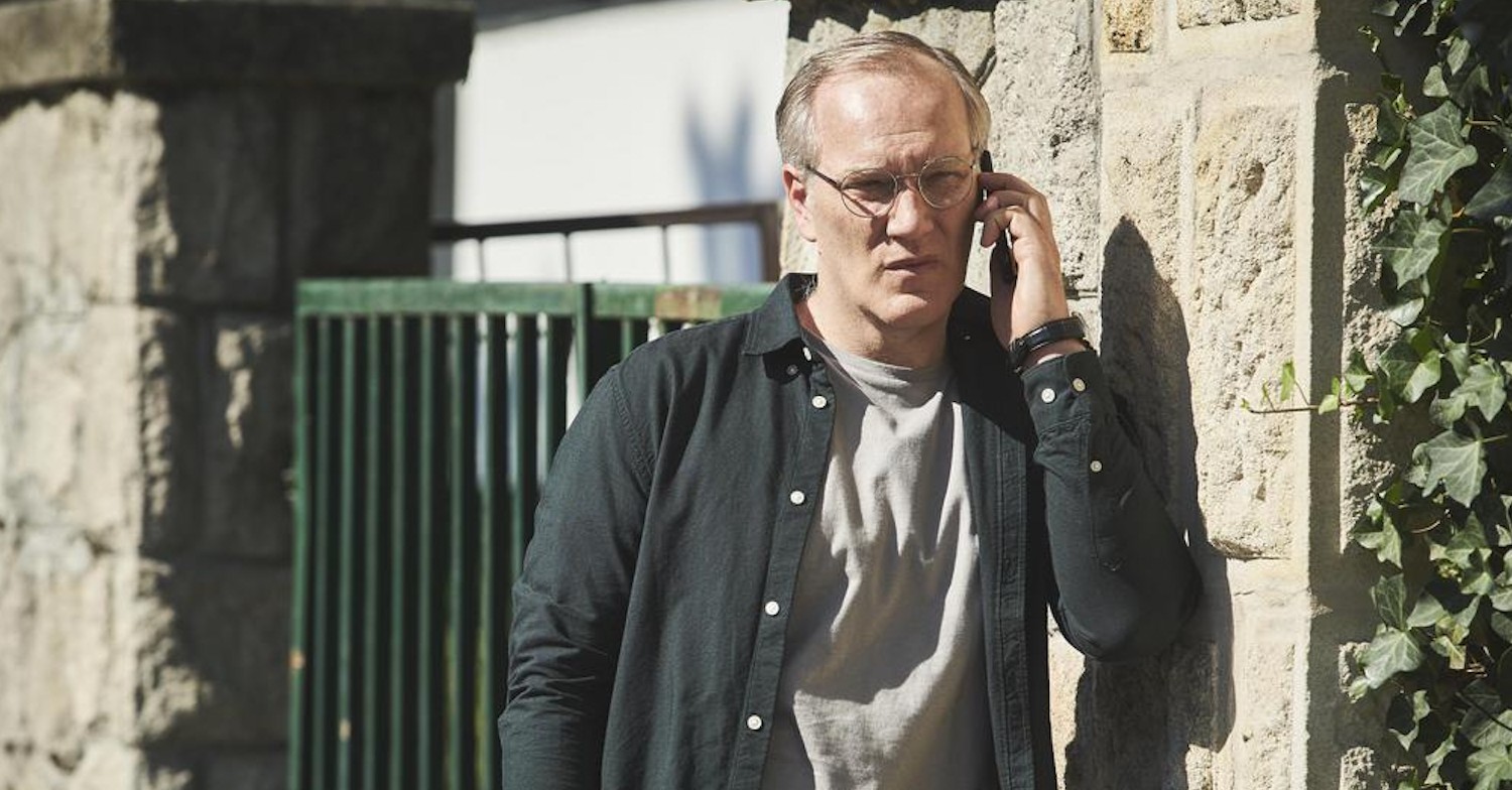 Toth from Channel 5 drama Deadline talking into his mobile