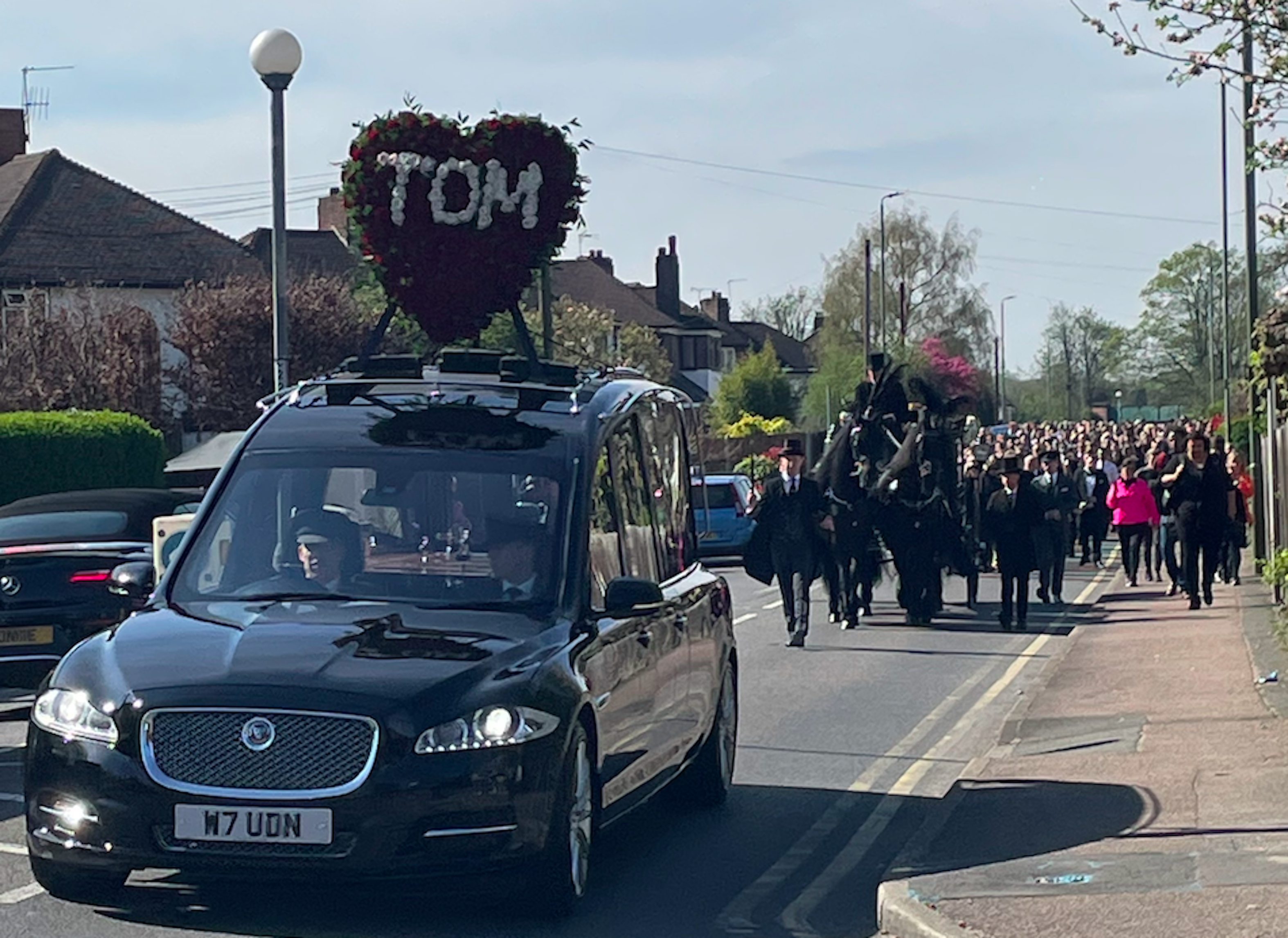 Tom Parker funeral car with flower display