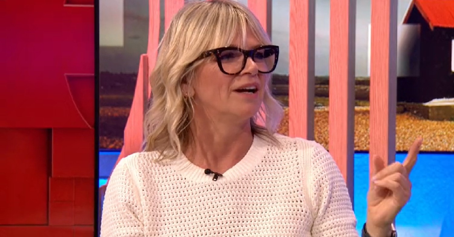 Zoe Ball wearing glasses on The One Show April 8, 2022