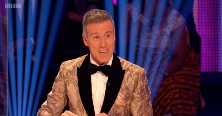 Strictly star Anton Du Beke wearing a gold sparkly jacket