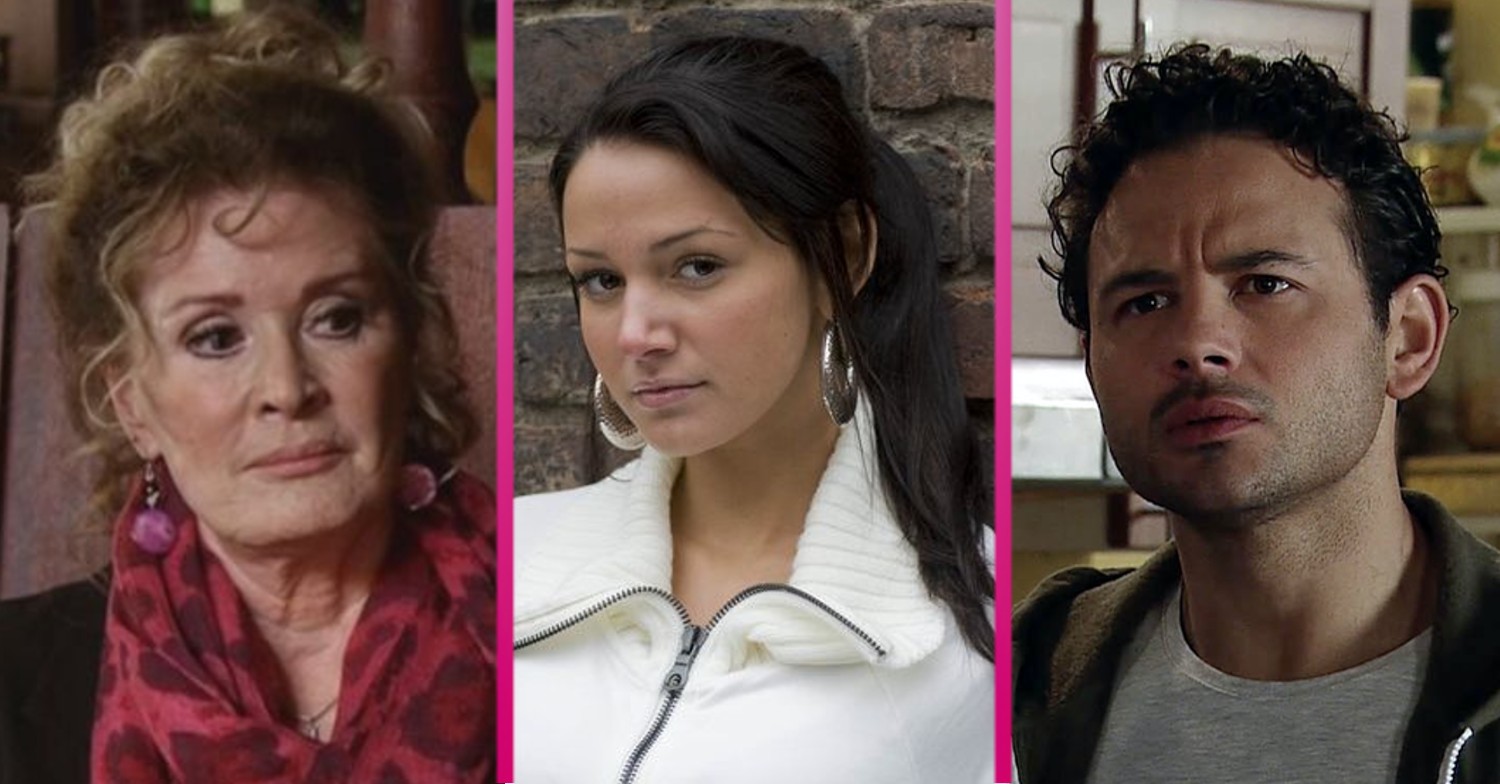 Coronation Street characters l - r Liz McDonald, Tina McIntyre, Jason Grimshaw