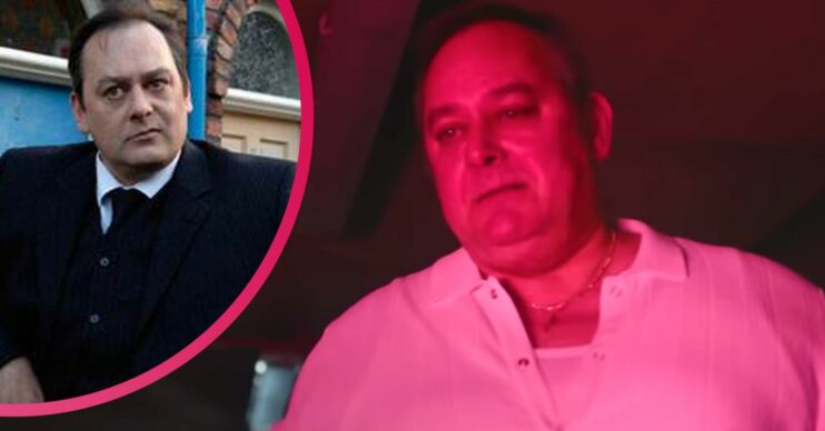Corrie's Nigel Pivaro grimacing in the Irn Bru ad