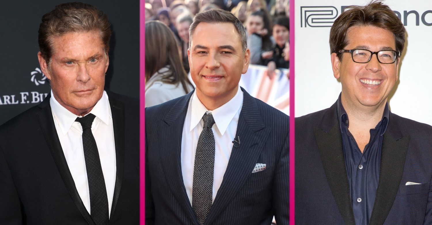 David Hasselhoff, David Walliams and Michael McIntyre smiling on the red carpet