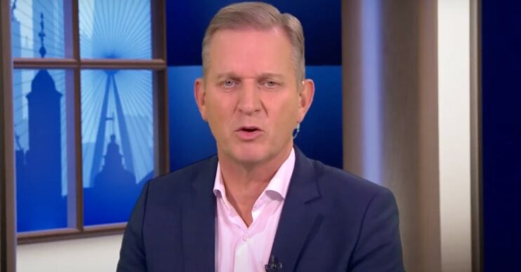 Jeremy Kyle talking on TalkTV in suit