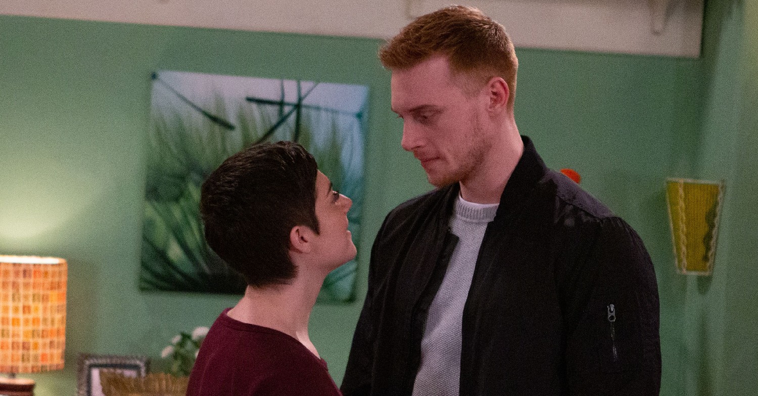 Emmerdale Victoria looks lovingly at Luke (Credit: ITV)