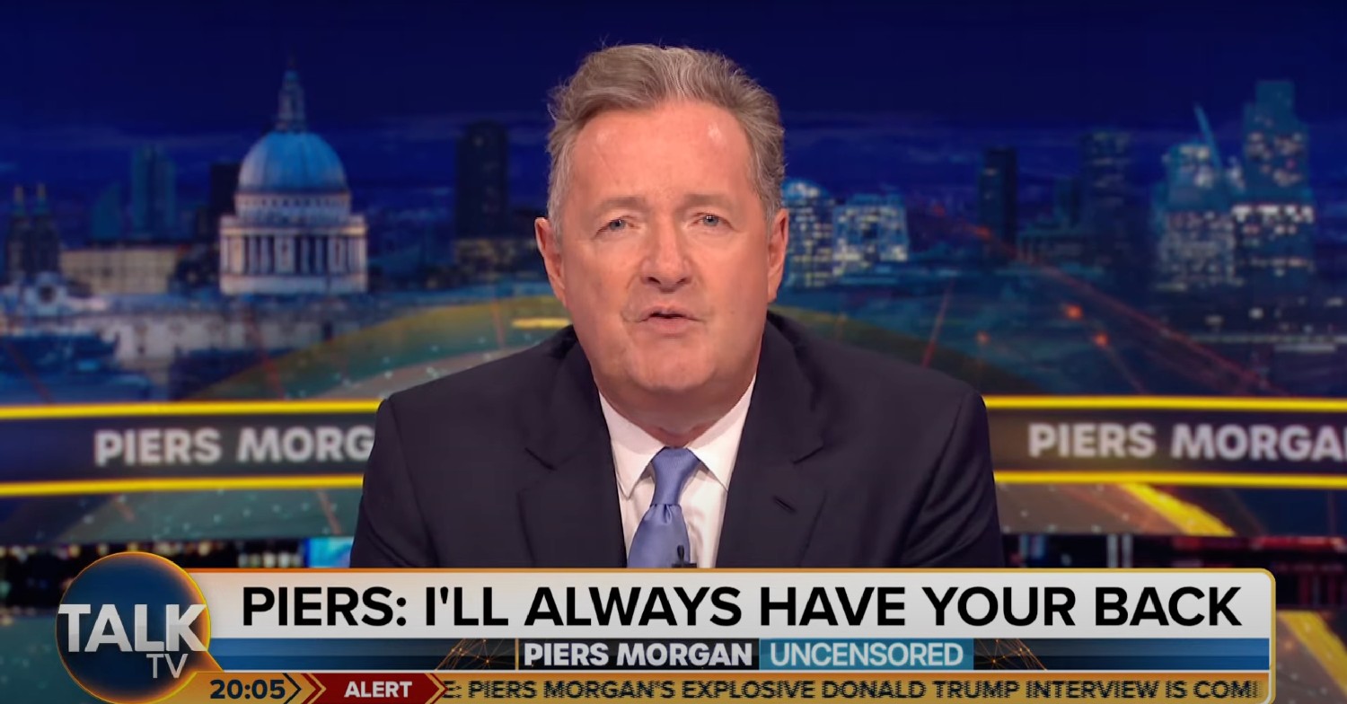 Piers Morgan speaking to camera on Uncensored