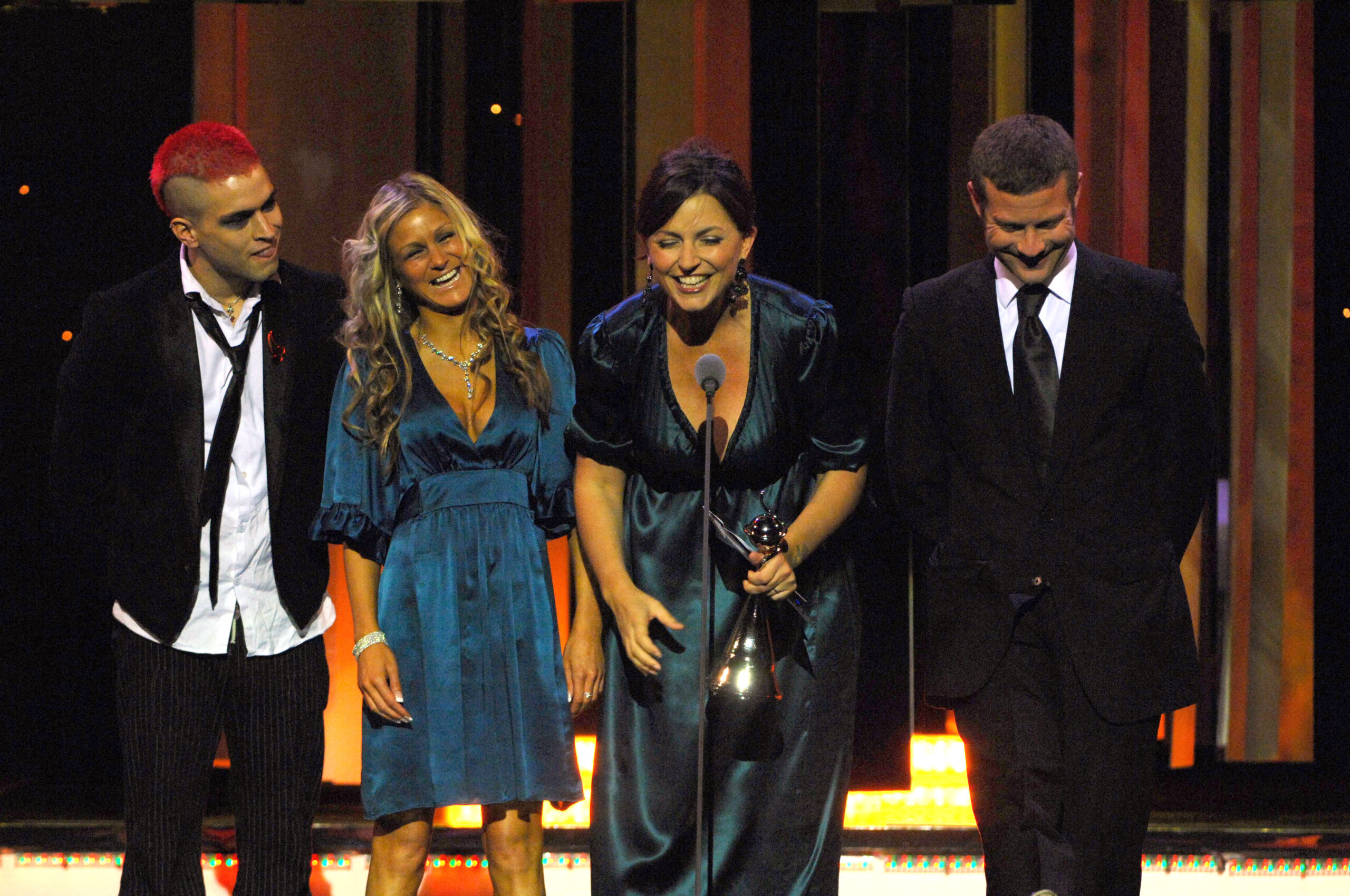 Nikki Grahame at the NTAs on stage with Davina McCall