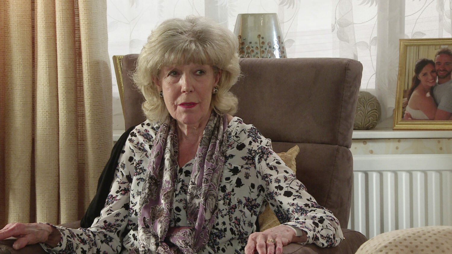 Coronation Street Audrey looks worried