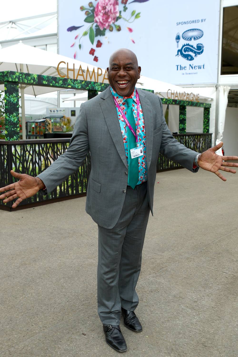 Ainsley Harriott gives a big smile before the incident at Chelsea Flower Show