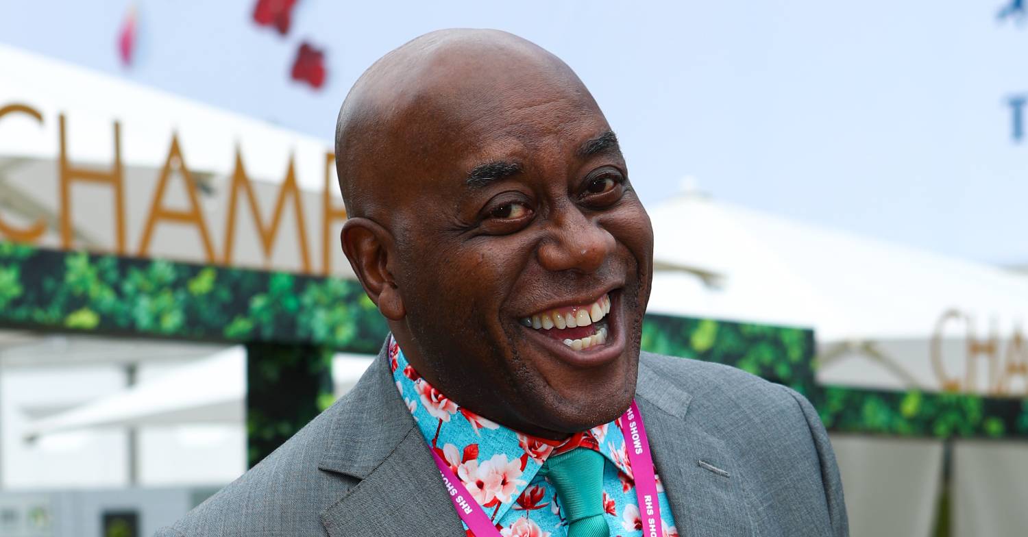 Ainsley Harriott beams for the cameras at the Chelsea Flower Show
