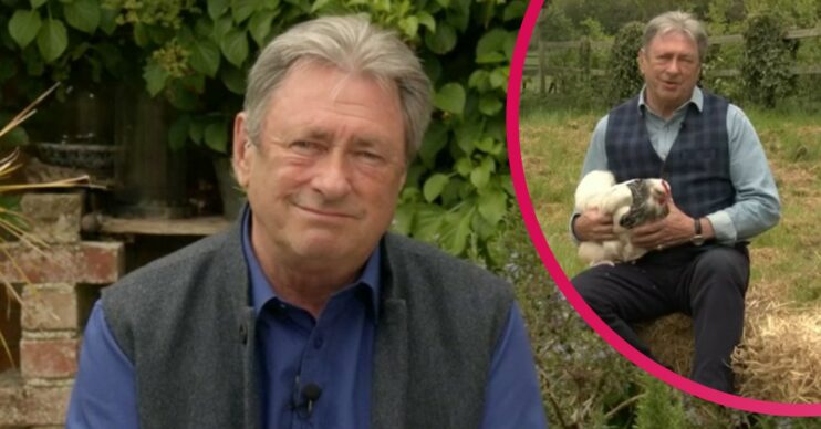 Alan Titchmarsh with a chicken on Love Your Weekend