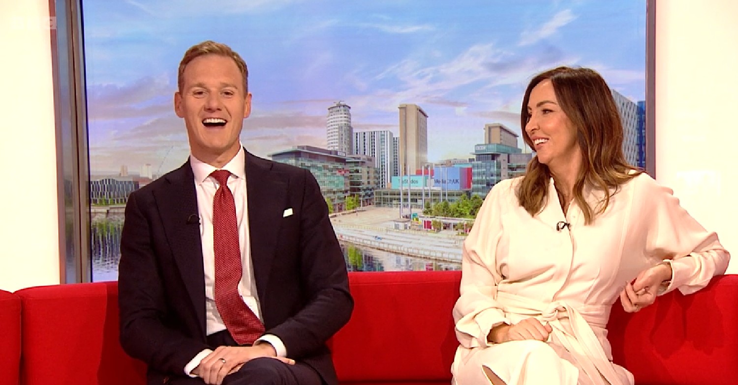 Dan Walker and Sally Nugent laughing on BBC Breakfast