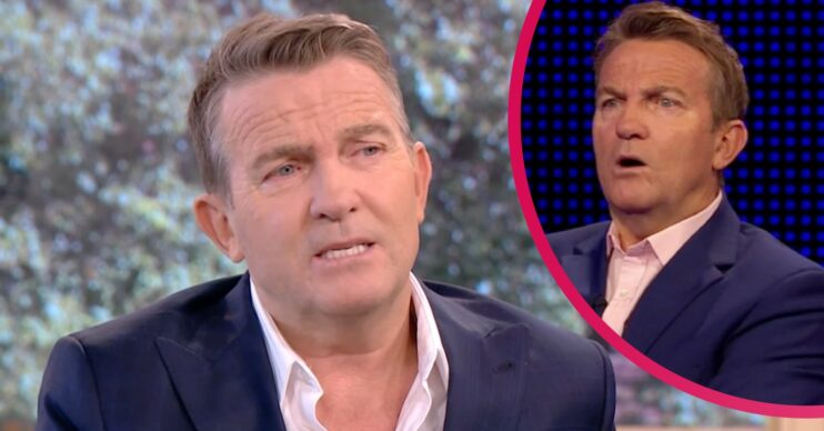 Bradley Walsh looking upset alongside him hosting on The Chase