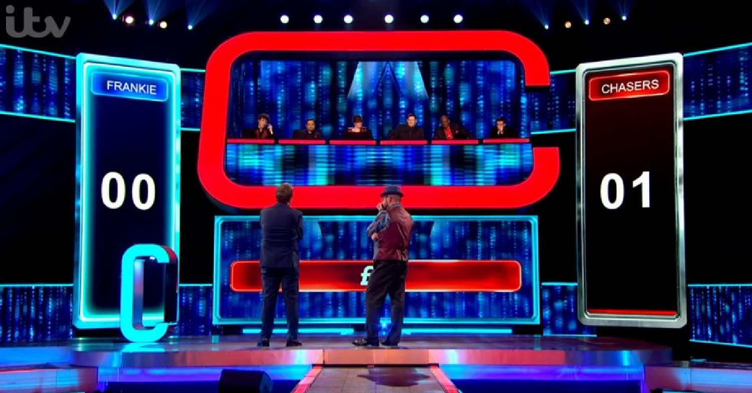 Bradley Walsh and Beat the Chasers 2022 player look towards the Chasers after losing thousands