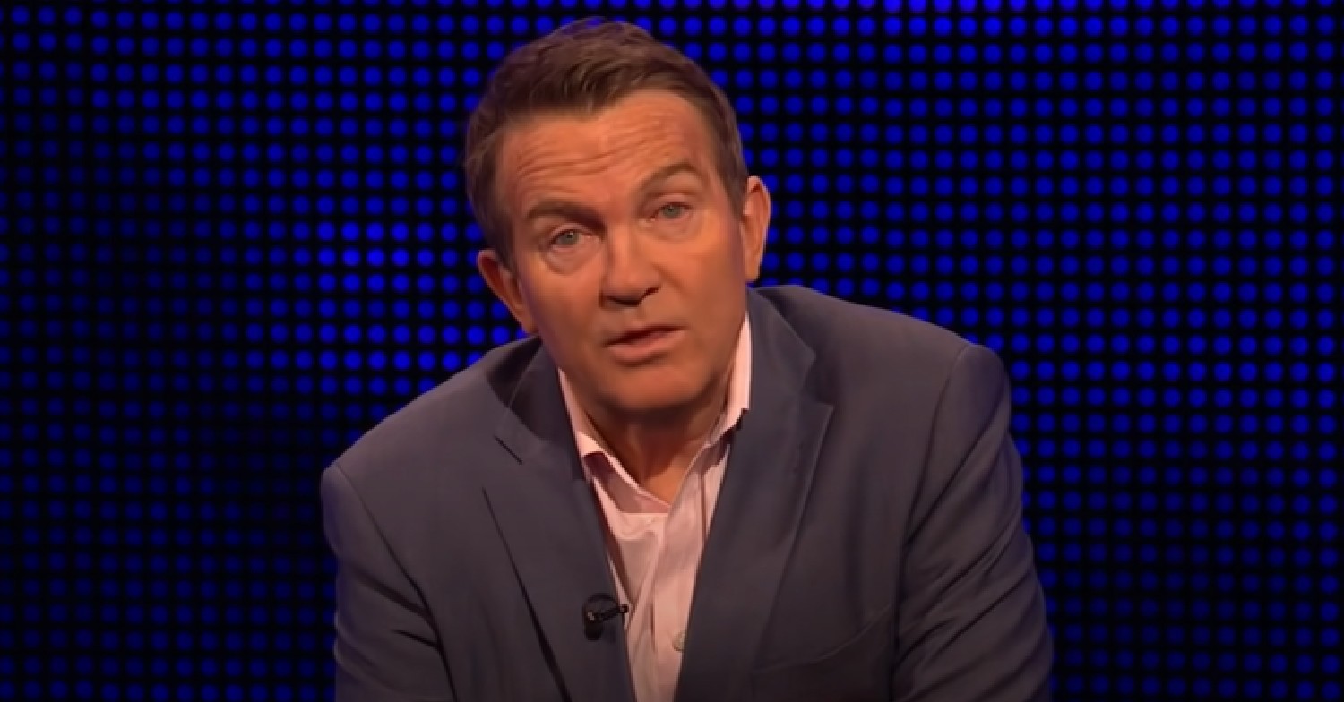Bradley Walsh looks serious at camera on The Chase