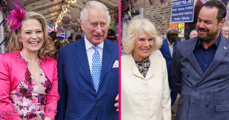 Charles and Camilla on the EastEnders set