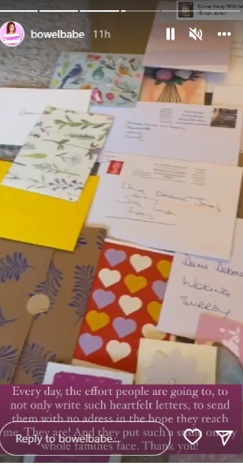 Deborah James shares video of letters on Instagram Stories