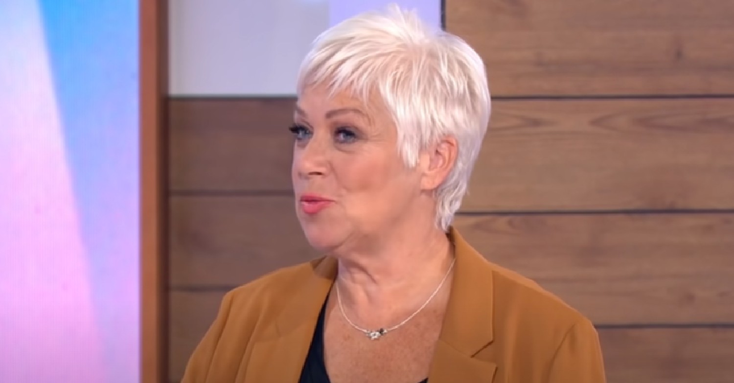 Denise Welch in brown jacket while taking on Loose Women