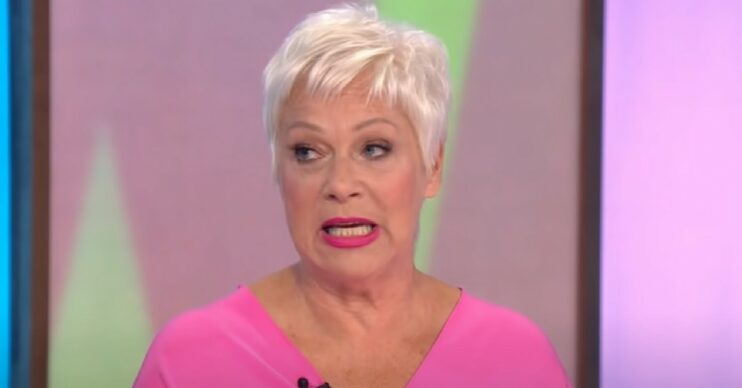 Denise Welch in pink top while speaking on Loose Women