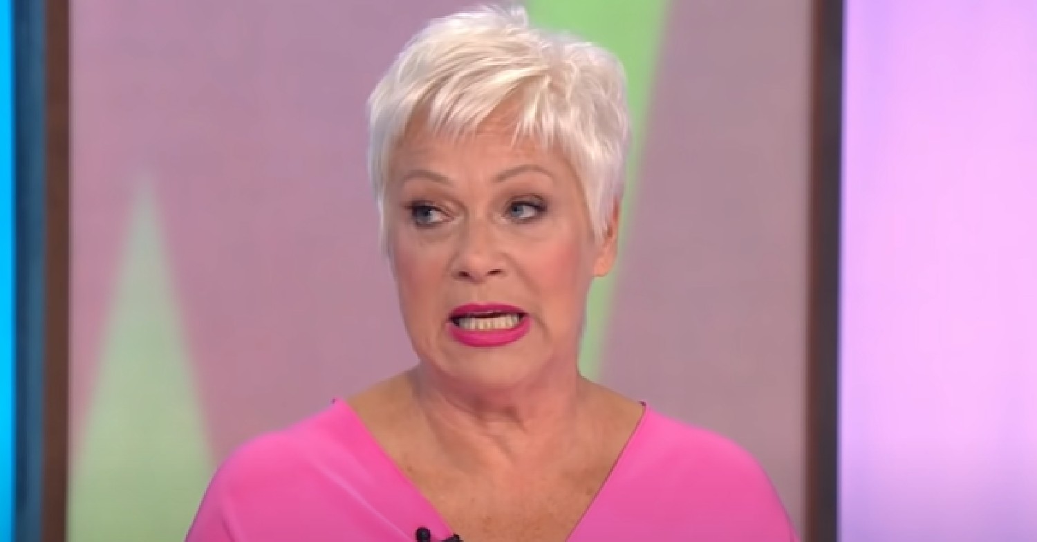 Denise Welch in pink top while speaking on Loose Women