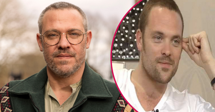 Will Young looking to camera and his twin brother Rupert