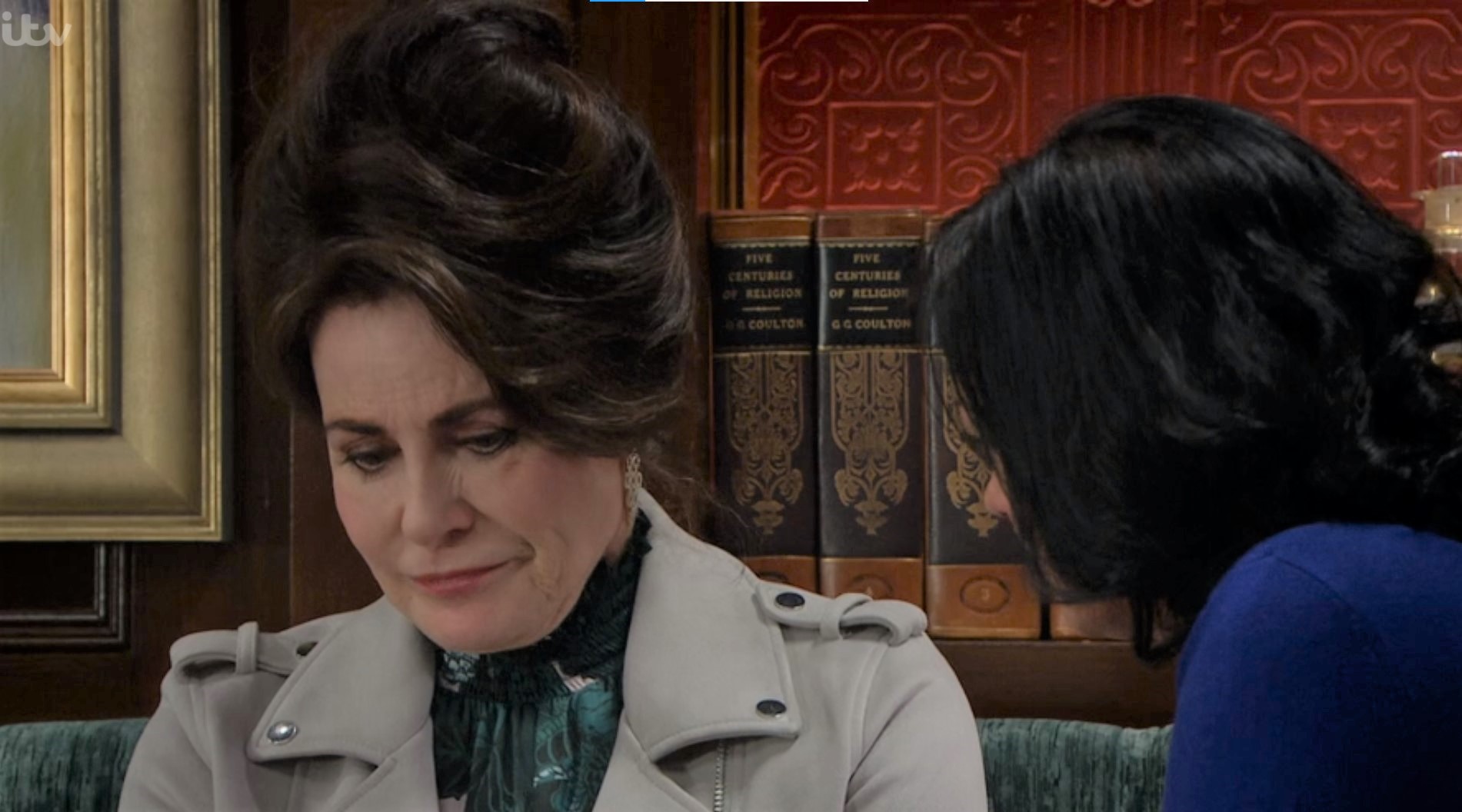 Emmerdale Faith looks sad as she talks to Moira about dying