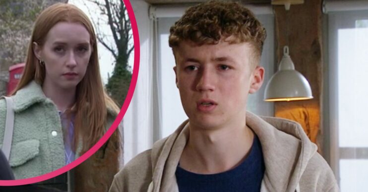 Emmerdale spoilers: Noah looking scared with a shot of Chloe