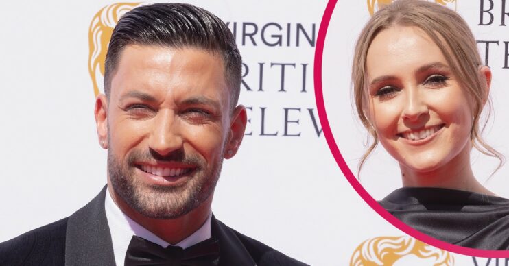 Giovanni Pernice and Rose Ayling-Ellis smiling while posing at BAFTAs