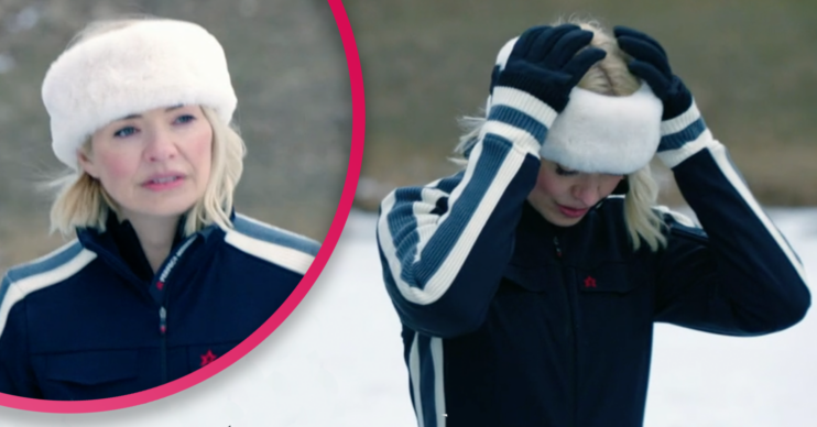 Holly Willoughby with her head in her hands on Freeze The Fear