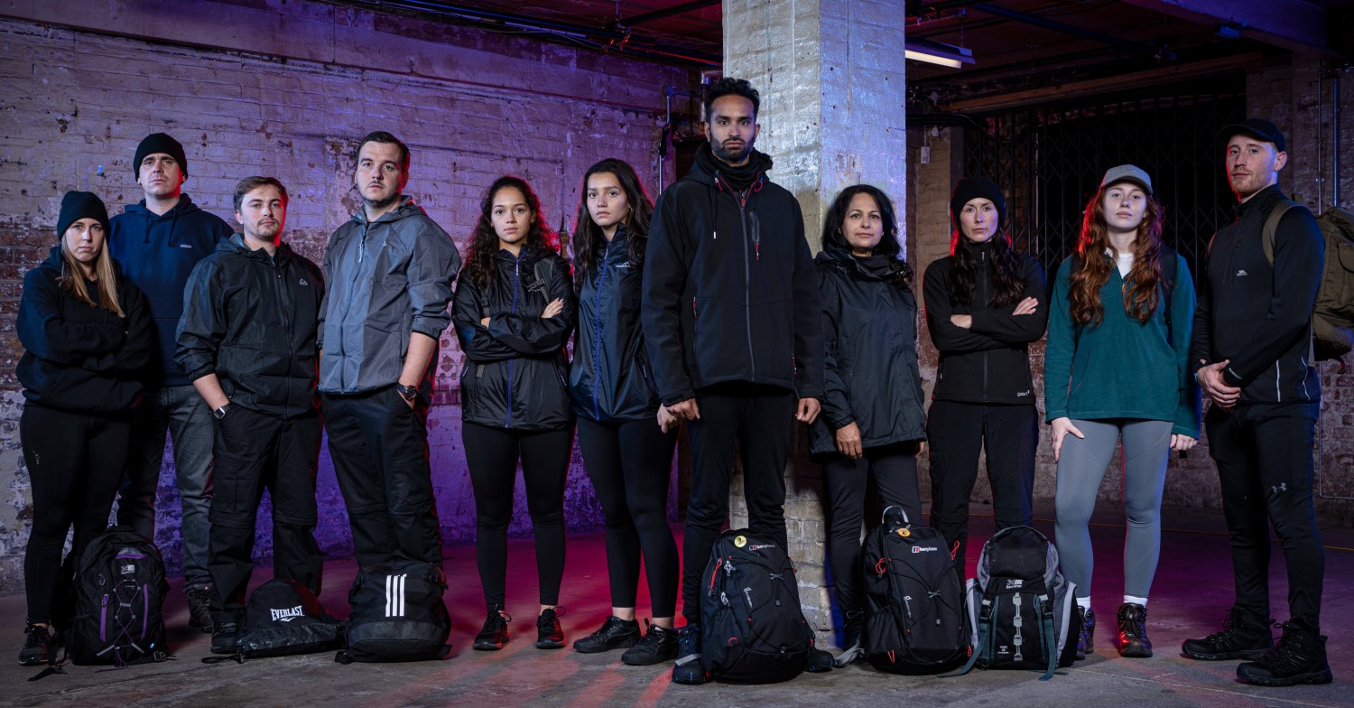 Hunted on Channel 4 contestants in a group lin-up