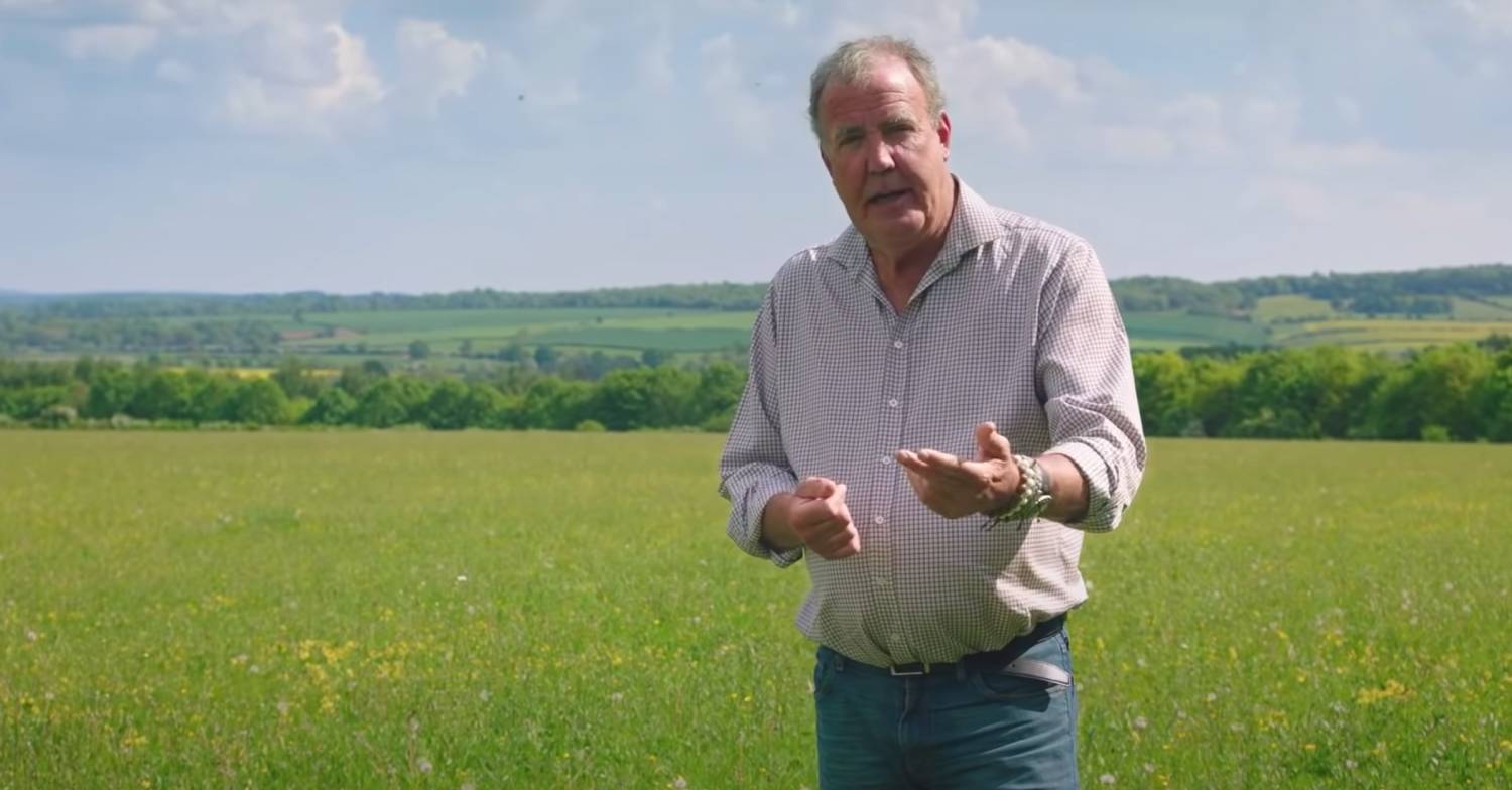Jeremy Clarkson filming in a field for Amazon