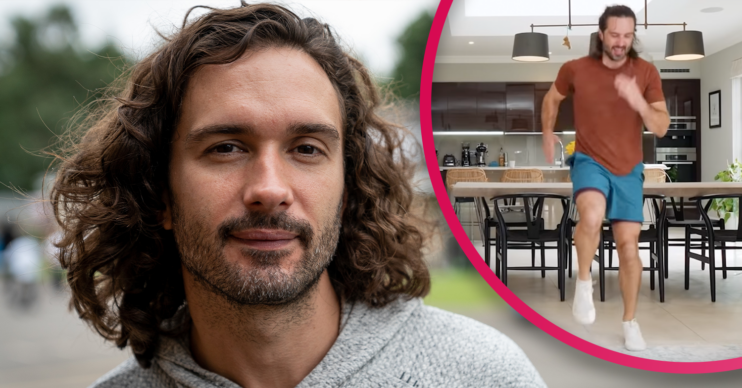 Joe Wicks working out and looking at the camera