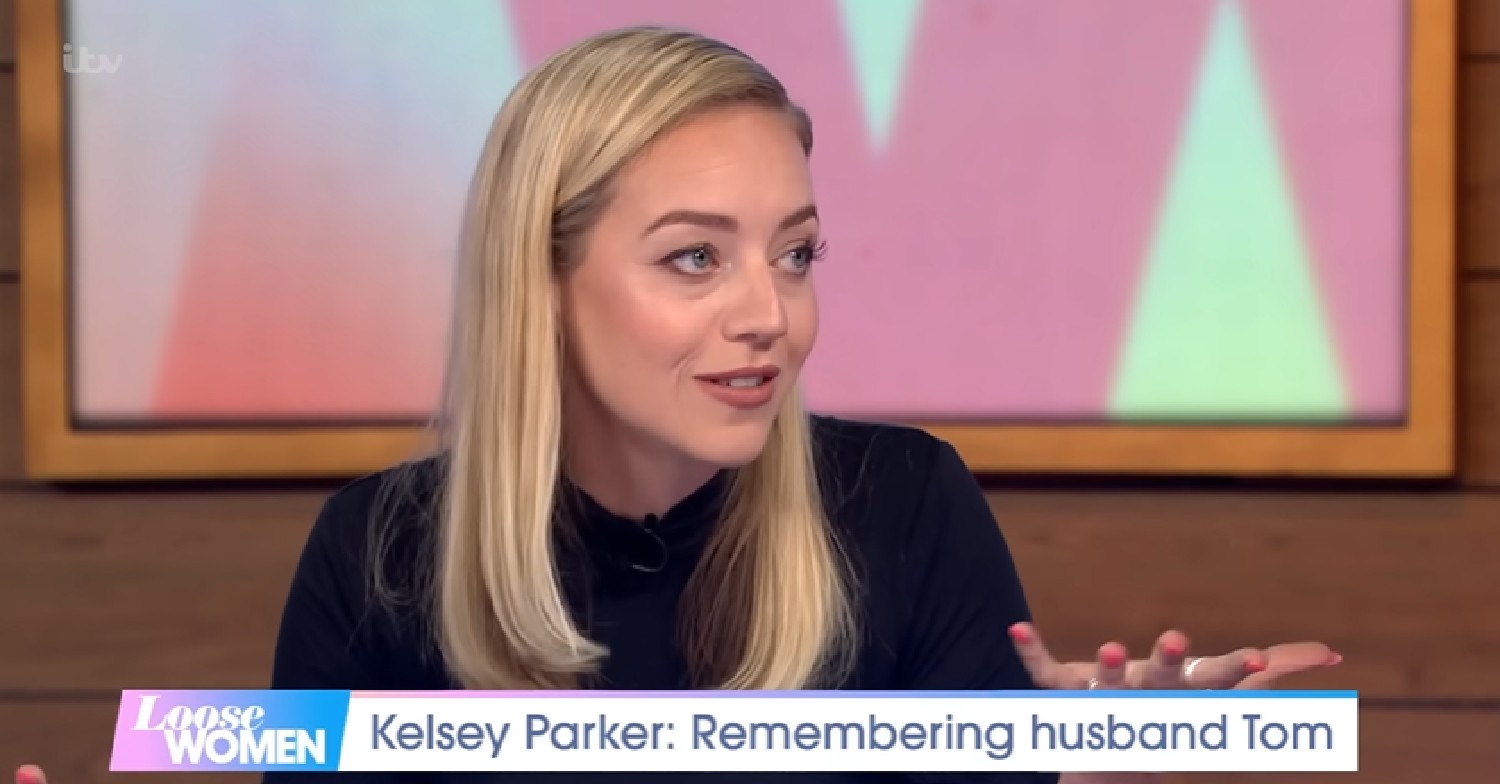 Kelsey, wife of Tom Parker, mid conversation on Loose Women 