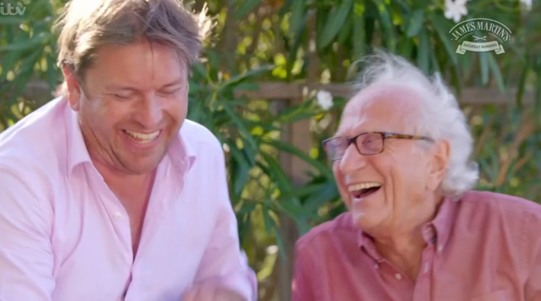 James Martin and Michel Roux Snr laugh 