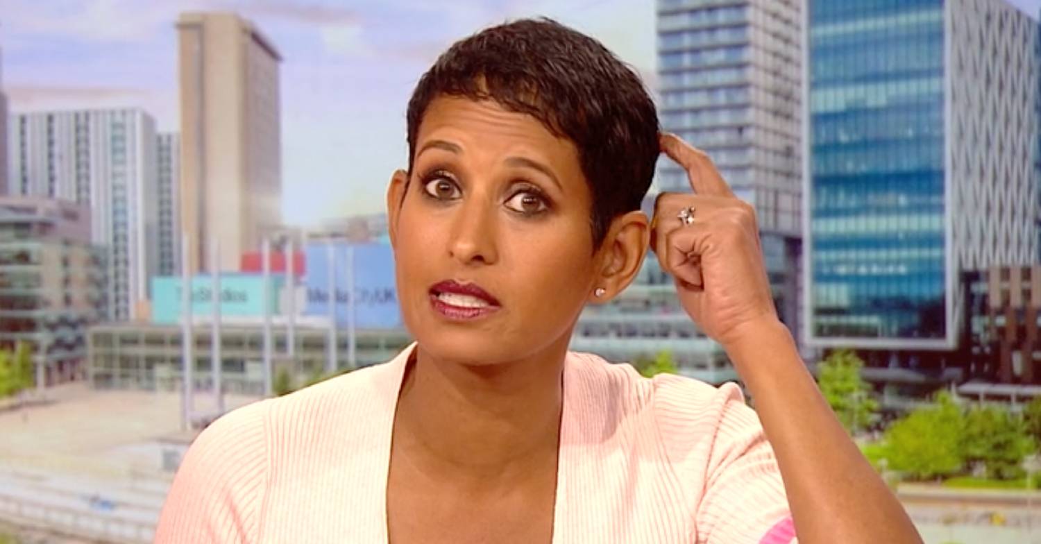 Naga Munchetty scratching her head on BBC Breakfast