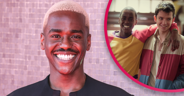 Ncuti Gatwa smiling with his Sex Education co-star
