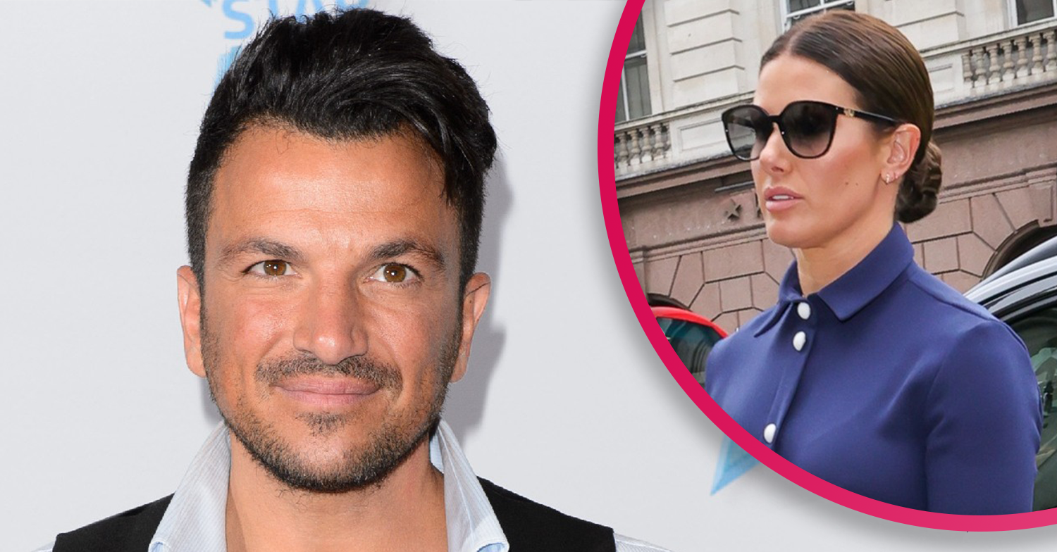 Peter Andre and Rebekah Vardy in sunglasses arriving in court