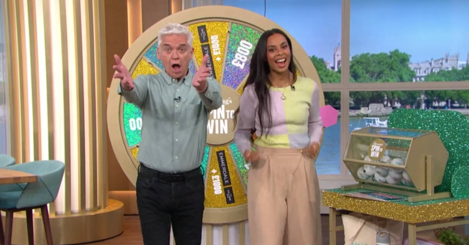 Phillip Schofield and Rochelle Humes hosted Spin to Win on This Morning