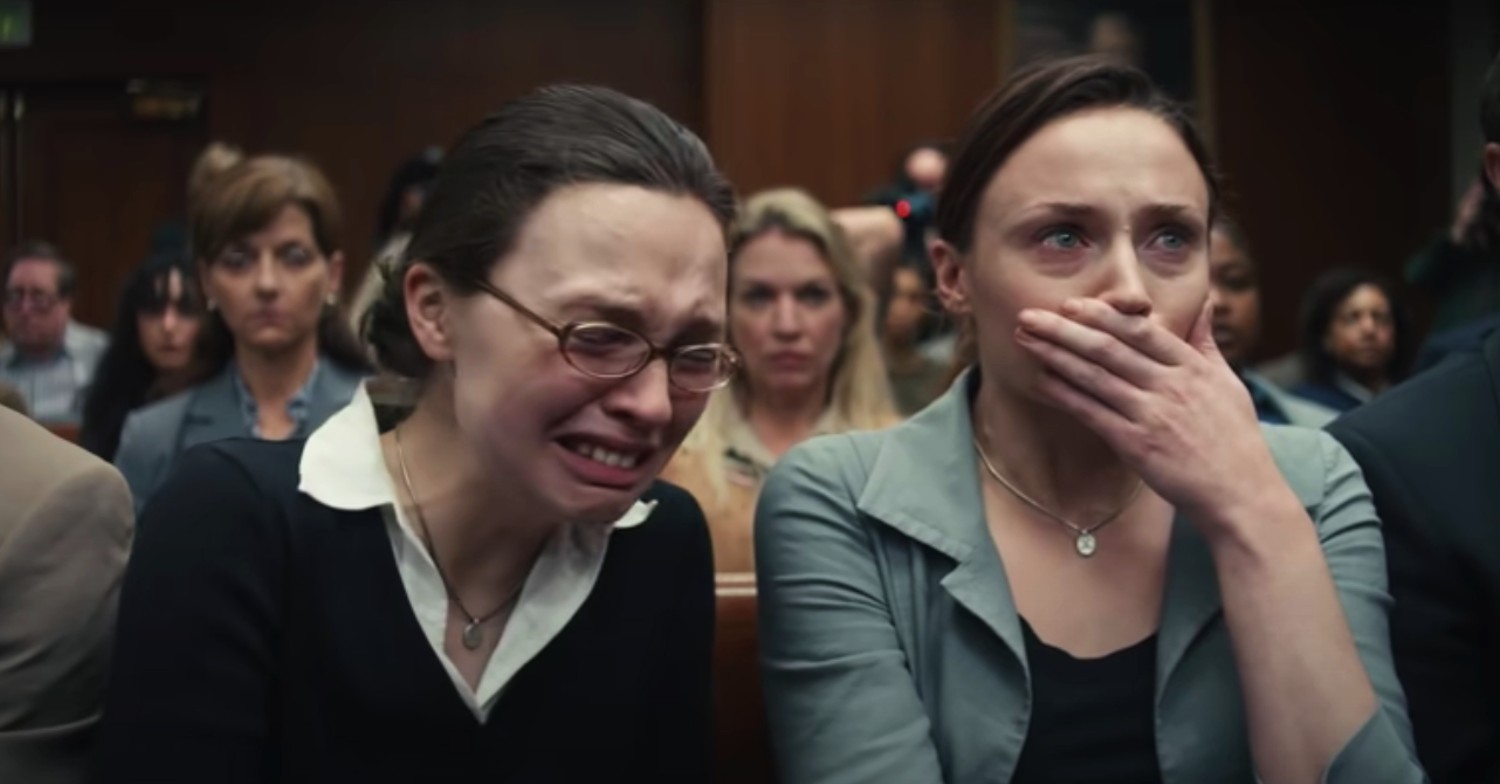 Sophie Turner and Odessa Young crying in The Staircase