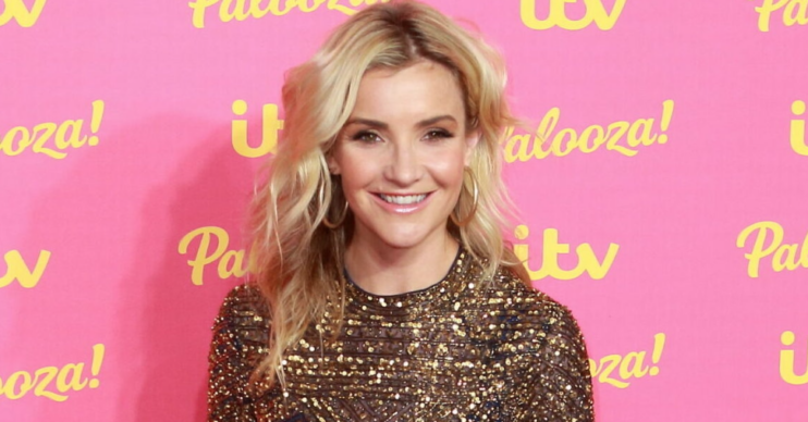 Helen Skelton smiling on the red carpet